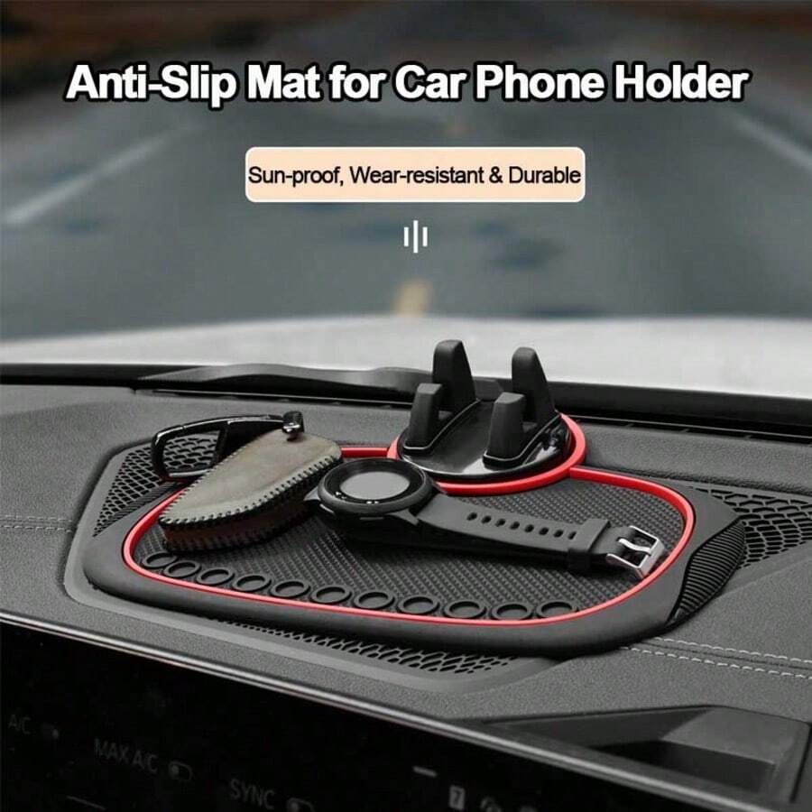 1pc Car Phone Holder Multi-Function Phone Mount Navigation Dashboard Center Console Fixed New 360° Rotating Red/Blue/White Edge Multiple Colors Available - A - View 1