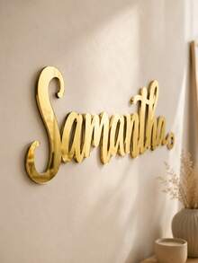 Custom Mirror Gold Acrylic Name Plate, Mirror Acrylic Name Plate, Multiple Font Options, Laser Cut, Multi-Purpose Wall Decor, Perfect For Bedroom And Living Room, Personalized Elegant Laser Cut Shiny Label Gift, Birthday Graduation Memorial - Multicolor - View 7