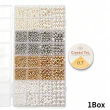 32 Grid Loose Bead Smooth Round Bead With Hole Faux Pearl, 2/3/4/5mm, Gold Silver White Off White Pearl Set, Suitable For DIY Bracelets, Necklaces, Handmade Crafts - Multicolor - View 8
