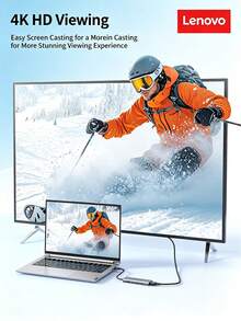 Lenovo S705 Type-C Docking Station To HDMI Cable, Aluminum Alloy Shell For Fast Heat Dissipation, Efficient Office Use, 4K 30Hz Screen Mirroring, PD 100W Fast Charging, Compatible With Desktop And Laptop - View 4