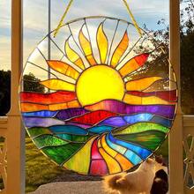 Vibrant Sunrise Pattern Colorful Sun Catcher - Unique Handmade Home Decor, Suitable For Windows, Porches, Bedrooms, Offices - Ideal Birthday Gift For Friends, Artistic Design, Sun And Landscape Themed Sun Catcher - A - View 6