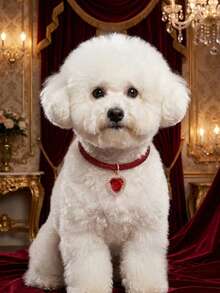 A Fashionable And Exquisite Red Heart-Shaped Rhinestone Collar, Suitable For Bichon, Teddy Dog And Cat And Other Small To Medium-Sized Pets. Suitable For Pets To Wear Indoors Or Outdoors. (Not Suitable For Large Dog Breeds) - Red - View 2