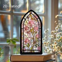 2D Flat Acrylic Painted Glass Powder Rose Bookend - Elegant Acrylic Bookshelf Decor, Designed For Bookshelf, Book Corner Display, Suitable As Reader Housewarming Gift, Book Lover Themed Decoration, Christmas And Valentine's Day Gift - Multi-color - View 3