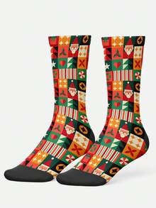 Cool 360° Printed Men's Socks - Streetwear Socks,Nutcracker Square Collage,Christmas,Cube,Colorful,Funny Socks, Fit Daily, Holiday & Party Occasions - Multicolor - View 3
