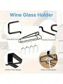 1/2/3 piezas Estante para copas de vino bajo el gabinete, estante de almacenamiento de cristalería, soporte de metal colgante para copas de cocina, ahorrador de espacio, fácil instalación, antideslizante, estante de almacenamiento de cristalería sin taladro, adecuado para cocina, bar, cafetería - multicolor - Ver 9