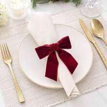 4/6/12pcs Bow Napkin Rings, Flannel Material, Minimalist Design, Suitable For Hotel Table Setting, Wedding Napkin Rings, Couple Dinner And Fashionable Wedding Occasions - Multicolor - View 3