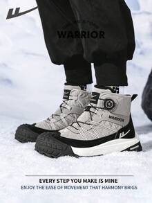 Warrior Comfortable Street Style Snow Boots For Men Autumn And Winter Comfortable Running All-Day Wear Training Sneakers Warm Fleece-Lined Sneakers - Gray/Black - View 7