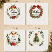 Custom Christmas Cocktail Napkins, Festive Wreath Holiday Table Decor, Personalized Name & Text Party Napkins, Customized Christmas Dinner Supplies, Customizable Text Xmas Table Accent, Holiday Gift For Family & Friends, Family Christmas Gift 2026 - Style C - View 3
