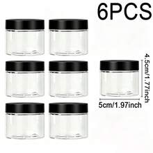 6pcs Small Travel Refillable Containers, Transparent Plastic Jars, Reusable Plastic Storage Containers, Round Plastic Jars, Kitchen Home Storage Containers, Black/White/Clear Screw Cap Sample Jars, 4 Sizes, Makeup Sample Dispenser Boxes - View 20