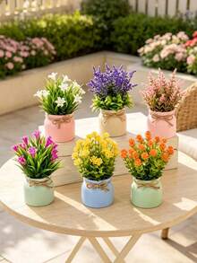 1/4/6pcs High-Quality Artificial Flower Potted Plants, Suitable For Living Room, Bedroom, Balcony, Desk, Bookshelf And Home Decor, Easy To Maintain And No Watering Required - Small Potted Plant - View 12
