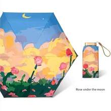 1PC Oil Painting Parasol, 5-Fold 6-Rib Umbrella, Sun Protection, Ultra-Light Small Foldable, Rain And Sun Capsule Umbrella, Advertising Umbrella - Multicolor - View 14