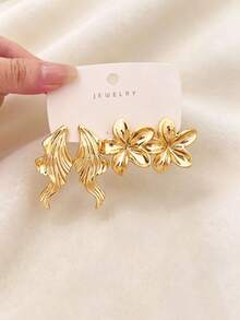16pcs Women's Fashion Personalized Gold Metallic Earrings Set, CCB Material, Fade-Resistant, Hypoallergenic, Suitable For Daily Wear, Vacation, Birthday Gift - Gold - View 13