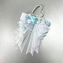 1pc Heart Buckle Satin Ribbon Bow Bag Charm, Lace Long Ribbon Polka Dot Woven Tape Anime Cosplay Live Concert Lolita Ita Bag Idol Support Fabric Rose Plush Wing Decoration Accessory Sweet Style Otaku Collection Handmade Peripheral Ornament - A - View 10