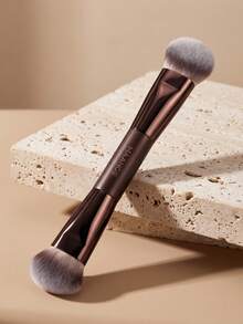 MAANGE 1pc Dual-Ended Professional Makeup Brush, 2-In-1 Multi-Function Brush, Suitable For Foundation And Contouring, Applicable For Liquid, Cream And Powder Products, Great Gift Choice For Makeup Enthusiasts - Brown - View 3
