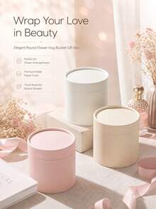 1 Pc Solid Color Gift Boxes, Round Boxes With Preserved Flowers Or Floral Arrangements, Perfect For Halloween Gifts, Autumn Home Decor, And Christmas Gifts - Multiple Styles - View 4