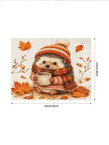Thanksgiving Autumn Kitchen Decor Table Runner, Cute Hedgehog Knitted Sweater Pattern, Rustic Country Style, Thanksgiving Holiday Dining Table Decoration, Pumpkin Maple Leaf Pine Cone Candle Pattern, Tablecloth, Dining Room Kitchen Home Decor - Multicolor - View 6