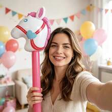 Colorful Inflatable Horse Head Stick, Theme Party Atmosphere Prop, Stage Event Photography Handheld Inflatable Toy Pony Stick - Multicolor - View 5