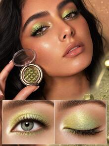 CHARMACY High-Shine Multichrome Eyeshadow 1pc Single Sparkly Diamond Dust Y2K Grid Pattern Clear Dome Compact Radiant Glow Crease-Proof Eye Glitter Pigment For Halloween Festival Rave Costumes - 01 - View 6