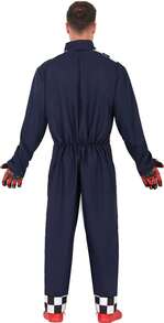 KIWI Race Car Driver Costume For Adult, Complete Sports Outfit With Navy Blue Jumpsuit With Zipper And Checkered Details, Ideal For Carnival - Multicolor - View 3