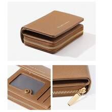 Women's Bi-Fold PU Leather Zipper Wallet With Card Slots, ID Window And Coin Pocket, Classic Modern Large Capacity, Suitable For Daily Commute, Birthday Gift - Multicolor - View 9