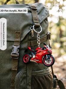 Llavero plano 2D con diseño de motocicleta, colgante para mochila, adecuado para llaves de coche, mochilas, regalos para fiestas de vuelta al colegio, regalos para amigos, compañeros de clase, entusiastas de motocicletas - Multicolor - Ver 1