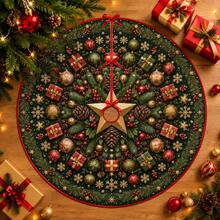 1 buah Kotak Hadiah Bulat dengan Motif Alas Pohon Natal, Dekorasi Liburan Warna Elegan, 5 Ukuran, Hadiah Liburan Unisex, Cocok untuk Dekorasi Natal di Rumah dan Pesta - Kotak hadiah bundar - View 1