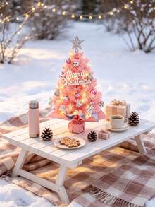 Desktop Mini Christmas Tree With LED Lights, Artificial Small Christmas Tree With Star Top And Hanging Ornaments, Home Office Christmas Party Tabletop Holiday Centerpiece Decoration - One Size - View 7