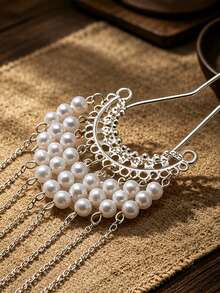 1pc Pearl Tassel Hair Stick, Elegant Minimalist Modern Hair Accessory For Women, Versatile For Daily Home Wear - Multicolor - View 9