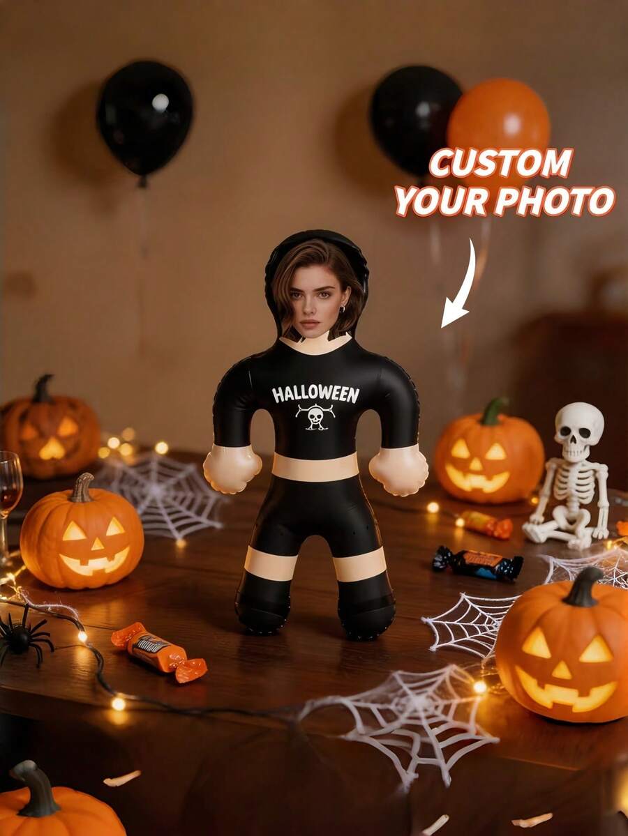 1pc Personalized Inflatable Blow Mold Prop, Customizable Photo, Party Decoration, Bachelor Party Gift, Gift For Him/Her, Birthday Wedding Halloween Decoration - Multicolor - View 1