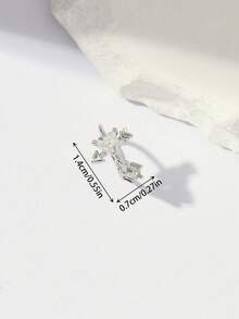 1pc Silver Exquisite Heart Pendant Nose Ring, Real Nose Ring For Women Daily Wear - Silver - View 4