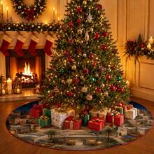 1pc Bethlehem Ancient City Scene Pattern Christmas Tree Skirt, Elegant Color Holiday Decor, 5 Sizes, Unisex Holiday Gift, Suitable For Home And Party Christmas Home Decoration - Bethlehem Ancient City Market - View 6