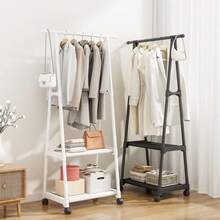 1pc Triangle Floor Standing Clothes Rack, Movable Vertical Floor Garment Rack, Living Room Storage Rack, Bedroom Clothes Rack - Multicolor - View 3