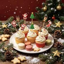 200/100/50/20/10/1pc Christmas Theme Decorative Fruit Picks, Cute Santa Claus, Snowman, Reindeer, Christmas Tree Shapes, Party Table Platter Decoration, Suitable For Fruit, Bread, Dessert, Snacks, Christmas Party, Family Gathering, Holiday Banquet Atmosphere Decorative Bamboo Picks For Home Holiday Party - Multicolor - View 5