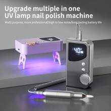 2-In-1 Portable Electric Nail File & UV LED Lamp Station, 40 Speeds Rechargeable E-File Machine Kit With LCD Display, Professional Cordless Manicure Set For Acrylic Gel Polish Removal - Multicolor - View 8