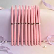 10Pcs Pink Empty Nail Brush Handles Gold Ferrule Replacement Nail Art Pen Tube For DIY Manicure Salon Tool Accessories - Pink - View 9