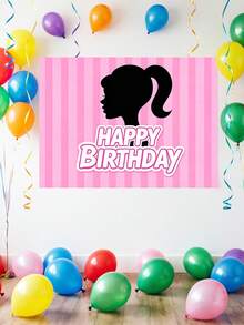 MASSDI Birthday Party Photo Backdrop, 4 Styles Disco & Fashion Character Printed Banner, Vivid HD Pattern, Wrinkle-Proof Polyester, Pre-Punched Holes, Perfect For Party Photo Booth, Dessert Table, Wall Hanging & Birthday Celebration Decorations - Multiple Styles - View 8