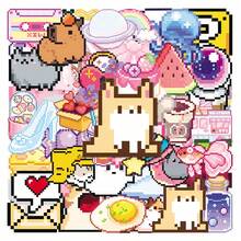 50pcs Cute Pixel Cartoon Stickers Sticker Designs Of Cartoon Pink Girls | Luggage, Guitar, Skateboard, Water Cup, Computer Desktop - High-Gloss Vinyl, Self-Adhesive, Disposable - Multicolor - View 4