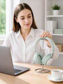1pc Wireless Headphone Stand Minimalist Metal Headphone Holder Gaming Bluetooth Headset Desktop Display Stand Office Desk Decor Headphone Hanging Rack - Multicolor - View 4