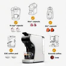 HiBREW آلة قهوة كبسولة متعددة الوظائف 4 في 1 H1A، تدعم الكبسولة الكبيرة/الكبسولة الصغيرة/مسحوق القهوة/ESEPOD، ضغط استخلاص ذهبي 20 بار، تدعم وضع الاستخلاص الساخن/البارد المزدوج، حجم كوب قابل للتعديل، تسخين سريع، خزان مياه قابل للإزالة سعة 600 مل سهل التنظيف - قابس اتحاد أوروبي نوع F (220 إلى 240 فولت) - مشاهدة 3