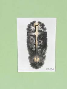 1Pc Tattoo Fake Temporary Tattoo Jesus Waterproof Sweatproof Disposable For Women And Mem Face, Arm, Waist, Chest, Leg, Abdomen, Neck, Hand, Finger, Back For Dancing Party Stage Performance Modernist Body Art - Multicolor - View 4