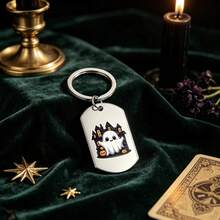 Halloween Ghost Women's Keychain, "Tis The Season To Do Spooky", Cute 3 Ghost Pattern Key Ring, Holiday Gift, Comes With Black Velvet Storage Bag, Suitable For Friends, Birthday, Halloween Party Gift - B - View 5