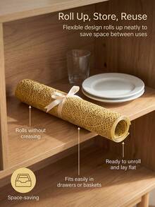 2-12pcs Gold Leaf Placemats, PVC Material Minimalist Style Foil Stamped Vase Mat, Washable, Easy To Clean, Wipeable, Non-Slip, Heat Resistant, Table Mat, Suitable For Room Decor, Home Table Decor, Home Decoration, Ideal For Holidays, Parties, Birthdays, Weddings And Dinner Parties - Multicolor - View 5