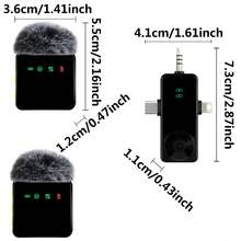 Wireless Lavalier Microphone, Compatible With IPhone And Android Phones, Mini Microphone With Noise Cancellation, Auto Pairing, Mute And Reverb Functions, Suitable For Vlog Video Recording, Plug And Play, Battery Capacity: (Receiver: 140mAh, Microphone: 160mAh, Charging Case: 400mAh) - Multicolor - View 3
