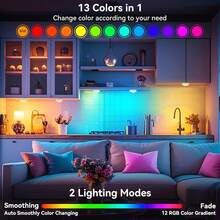 RGB LED Puck Lights, Battery Operated Under Cabinet Lights With Remote Control, 13‑Color Changing Dimmable Wireless Night Lights, Stick‑On Closet Showcase Display Lights For Kitchen, Shelf, Bar, Bedroom Decor - 6 Pcs - View 9