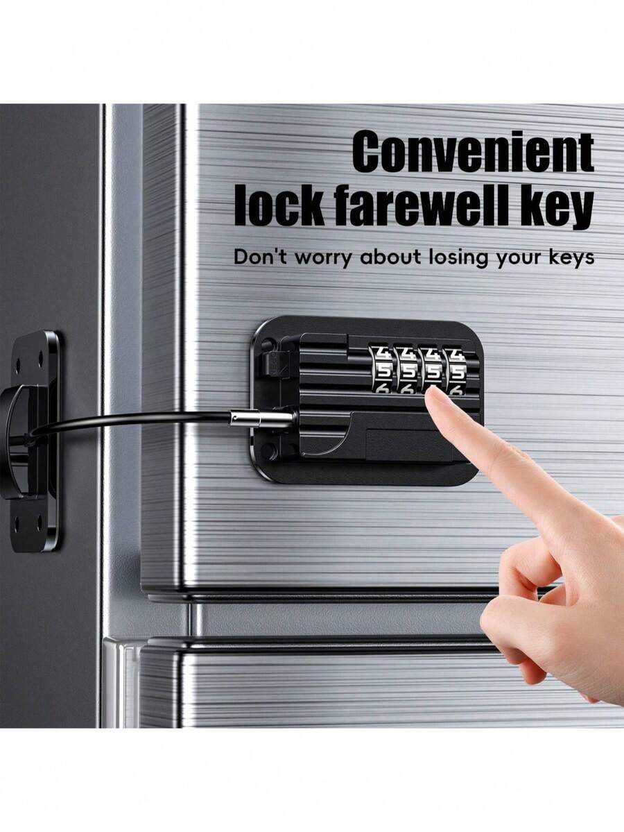 2 Packs Refrigerator Password Lock, Refrigerator Lock, With Combination Lock, Suitable For Toddlers And, Self-Adhesive Freezer Lock, Suitable For Cabinets, Drawers, Ovens, Windows - A - View 1