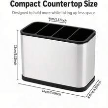 4-Compartment Stainless Steel Utensil Holder, Countertop Knife Fork Spoon Organizer, Kitchen Utensil Storage Basket, Multi-Compartment Utensil Rack, Can Hold Forks, Spoons, Knives, Chopsticks, Rust-Proof Kitchen Countertop Storage, Space-Saving Desktop Utensil Storage Box, Household Kitchen Countertop Small Utensils, Practical Kitchen Restaurant Utensil Storage Container, Stable Non-Slip Base Utensil Holder, Keep Utensils Organized And Convenient For Daily Use, Modern Style Kitchen Storage Accessory, Suitable For Home, Apartment, Dorm, Fit For Storing Various Utensils And Kitchen Tools - Multicolor - View 12
