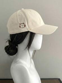 1pc Cute Cat Embroidered Baseball Cap, Adjustable Curved Brim Dad Hat, Lightweight All-Season Wear, Suitable For Travel, Sports And Daily Use - A - View 5
