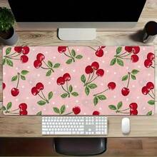 Cherry Polka Dot Gaming Mouse Pad - Featuring Non-Slip Rubber Base, Washable Surface, And Fun Design Suitable For Office, School, And Home Decor, Perfect For Your Keyboard And Mouse - Cherry Polka Dot - View 4
