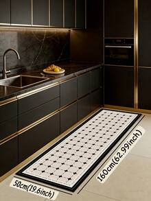 1pc Retro Checkered Pattern Pattern Kitchen Mat, 3.5 Mm Soft Rubber That Absorbs Water And Is Easy To Clean. Suitable For Corridors, Bathrooms, Living Rooms, Outdoor Door Mats, And Toilets. Useable Throughout The Year And For Various Holidays. - Multicolor - View 12