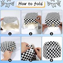 12pcs Black & White Checkered Gift Boxes, Racing Theme Party Snack Boxes, Party Favor Boxes, DIY Gift Bags, Triangle Snack Boxes With Handles, Suitable For Birthday Party Decoration, Halloween, Christmas Decoration - Multicolor - View 5